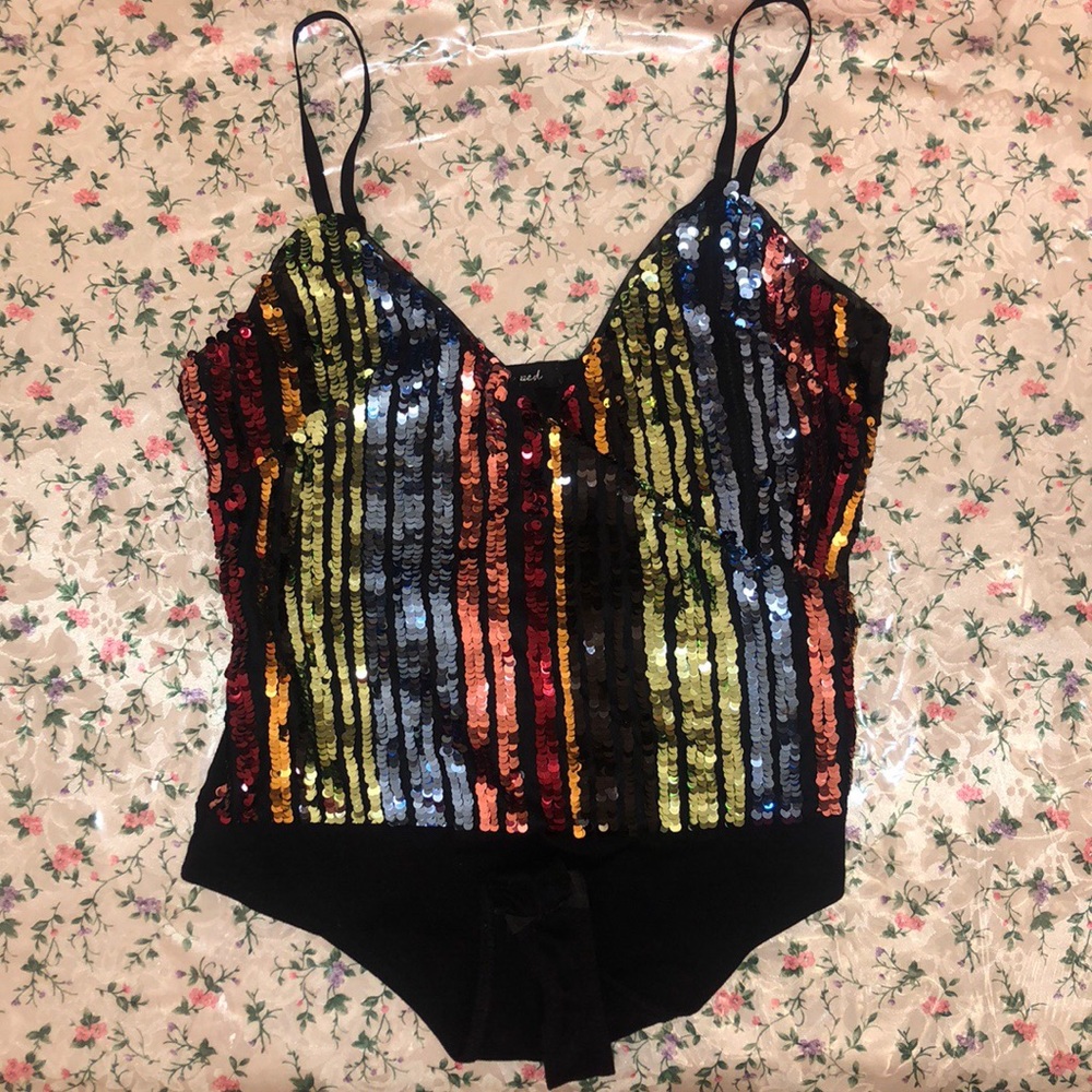 Sequin Colorful Body Suit used in good condition size Large